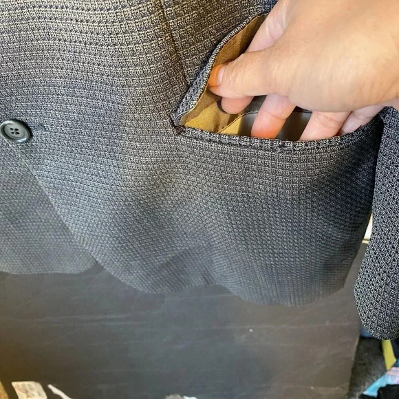 Conte di Milano Mens 44Tall 3Btn Wool Blazer Jacket SportCoat Houndstooth Gray - Picture 10 of 14